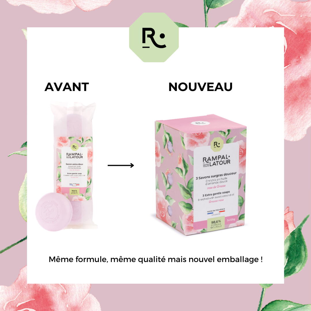 Savon surgras Rose de Grasse 3x125g