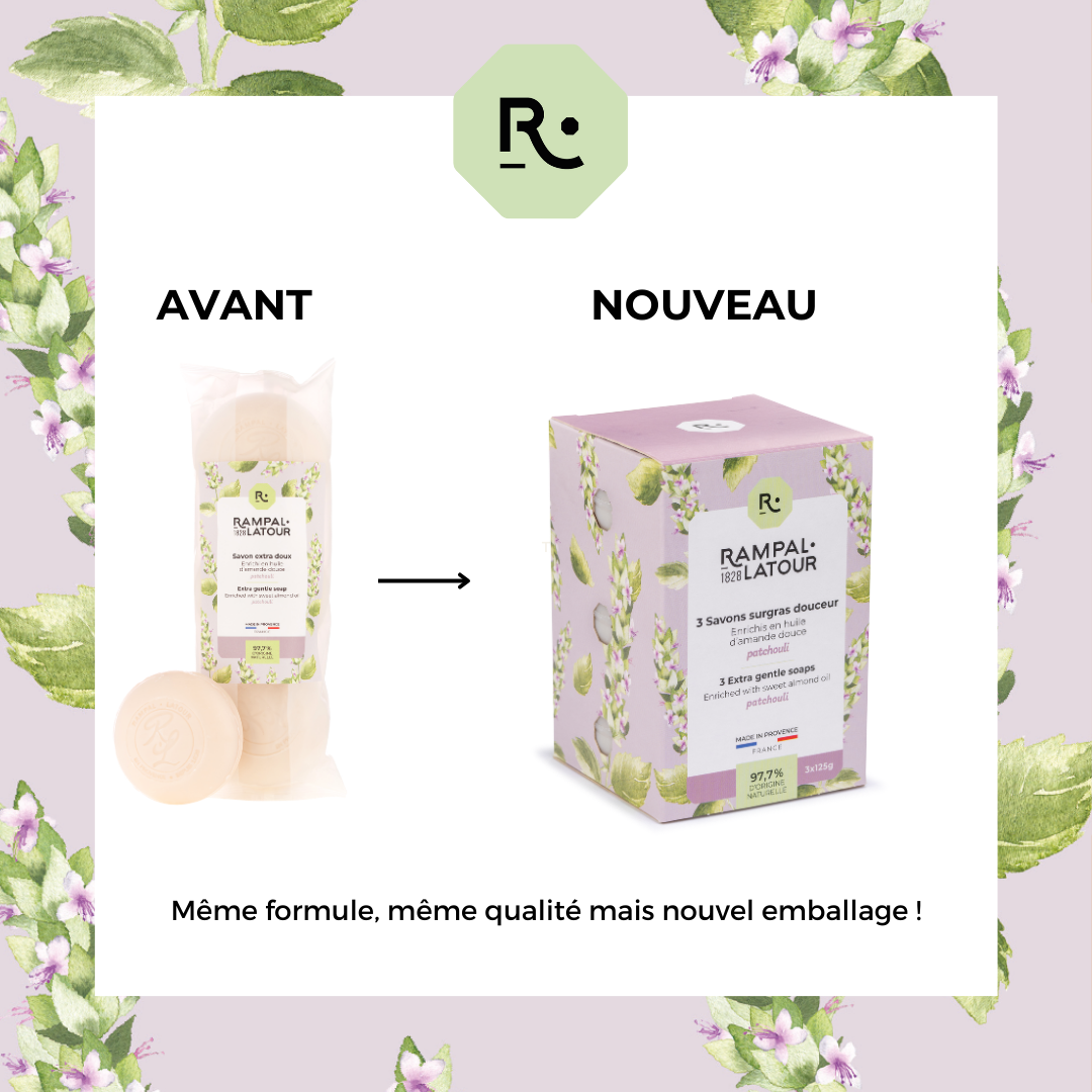 Savon surgras Patchouli 3x125g