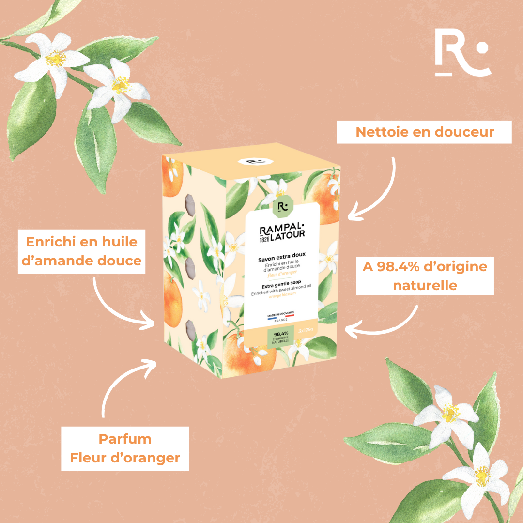 Savon surgras Fleur d'oranger 3x125g