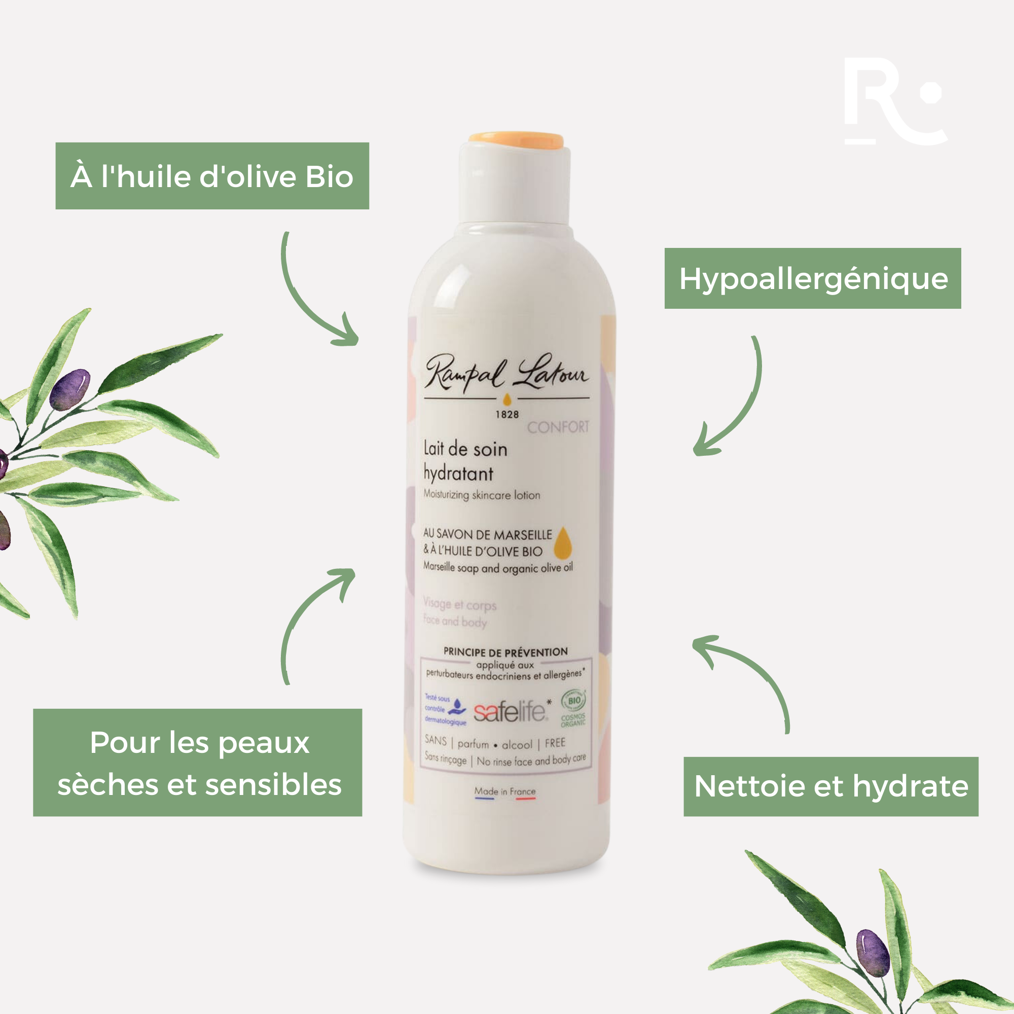 Lait de soin hydratant confort certifié bio 250ml - Cosmos Organic