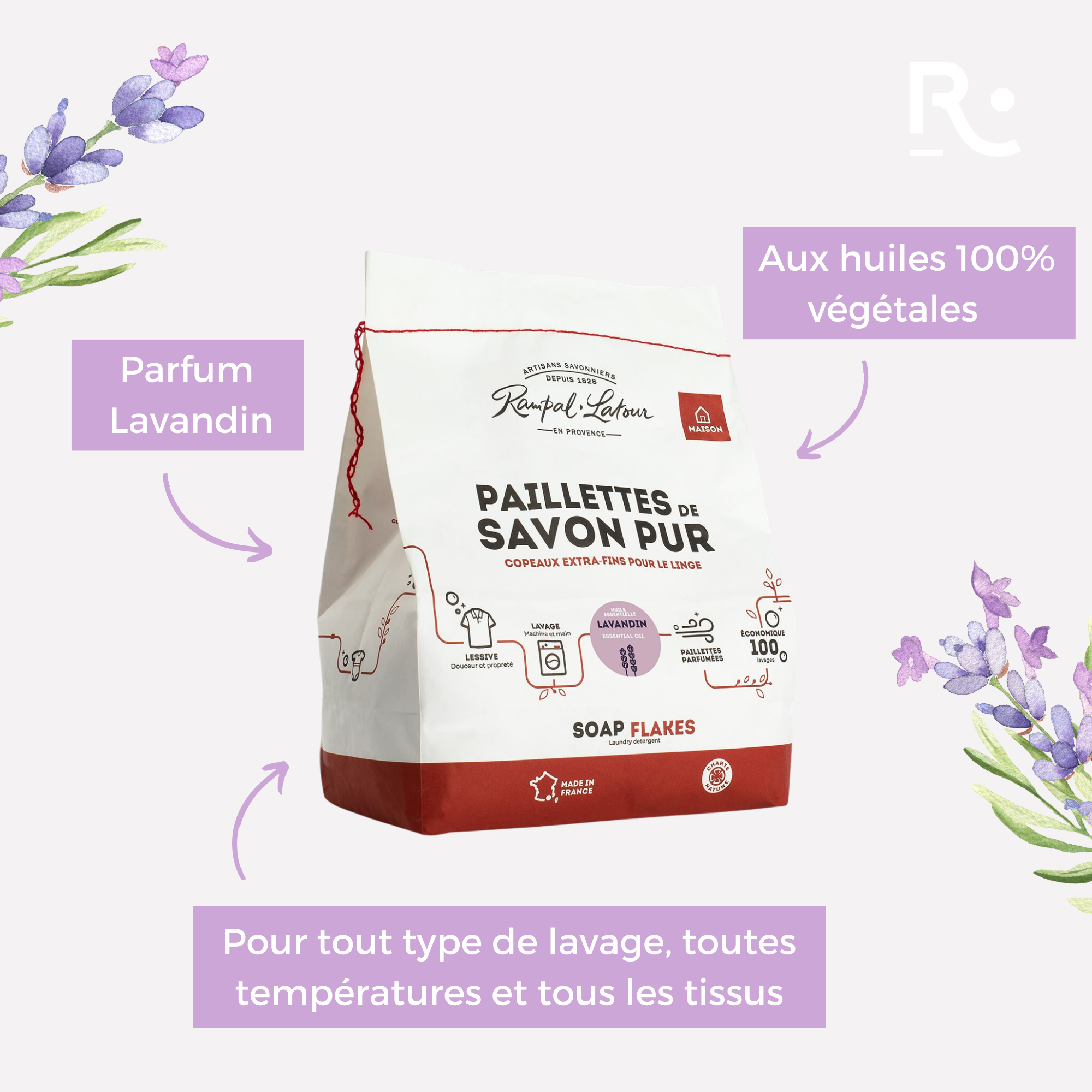 Paillettes de savon pur pour le linge Lavandin 750g