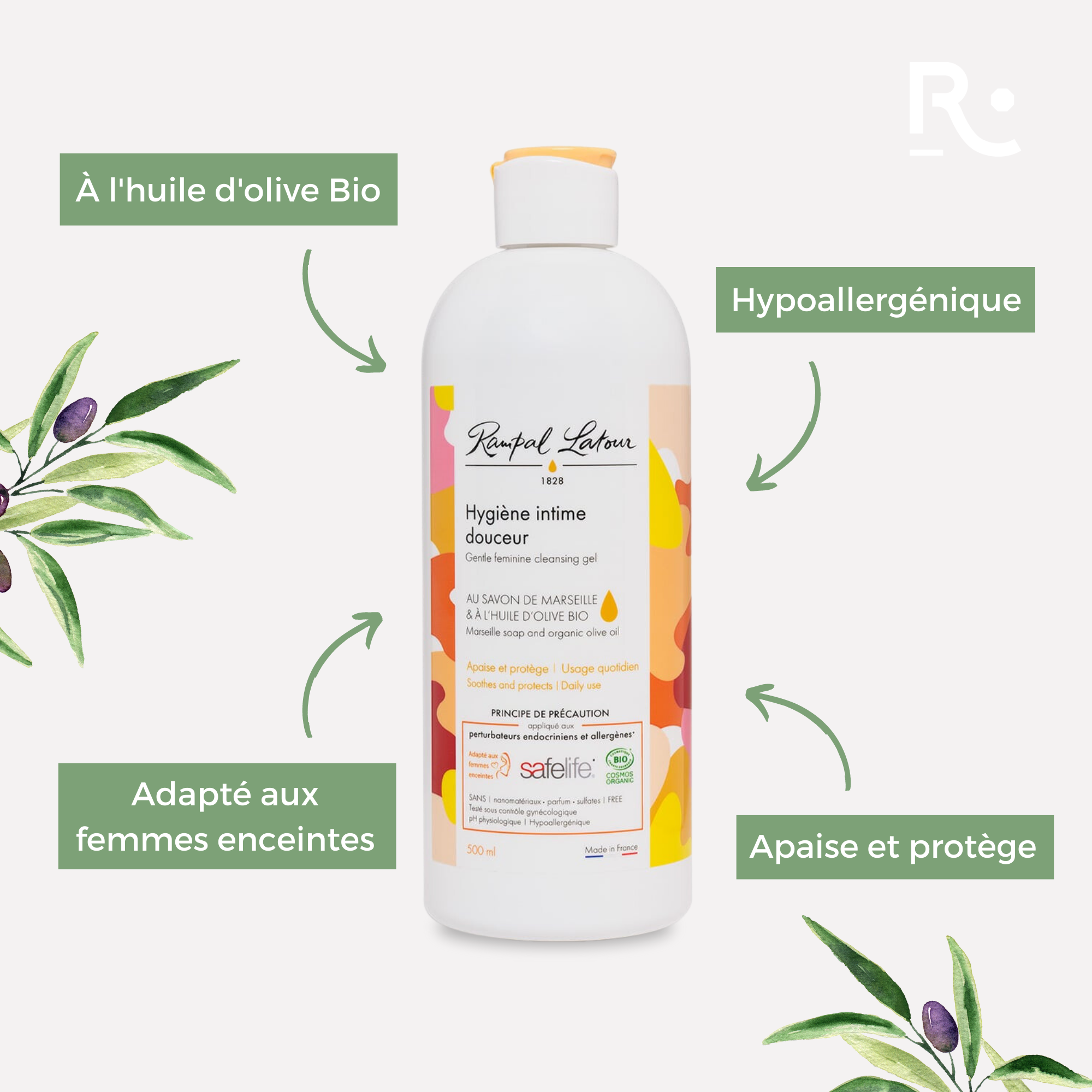 Gel hygiène intime douceur certifié bio 500ml - Cosmos Organic