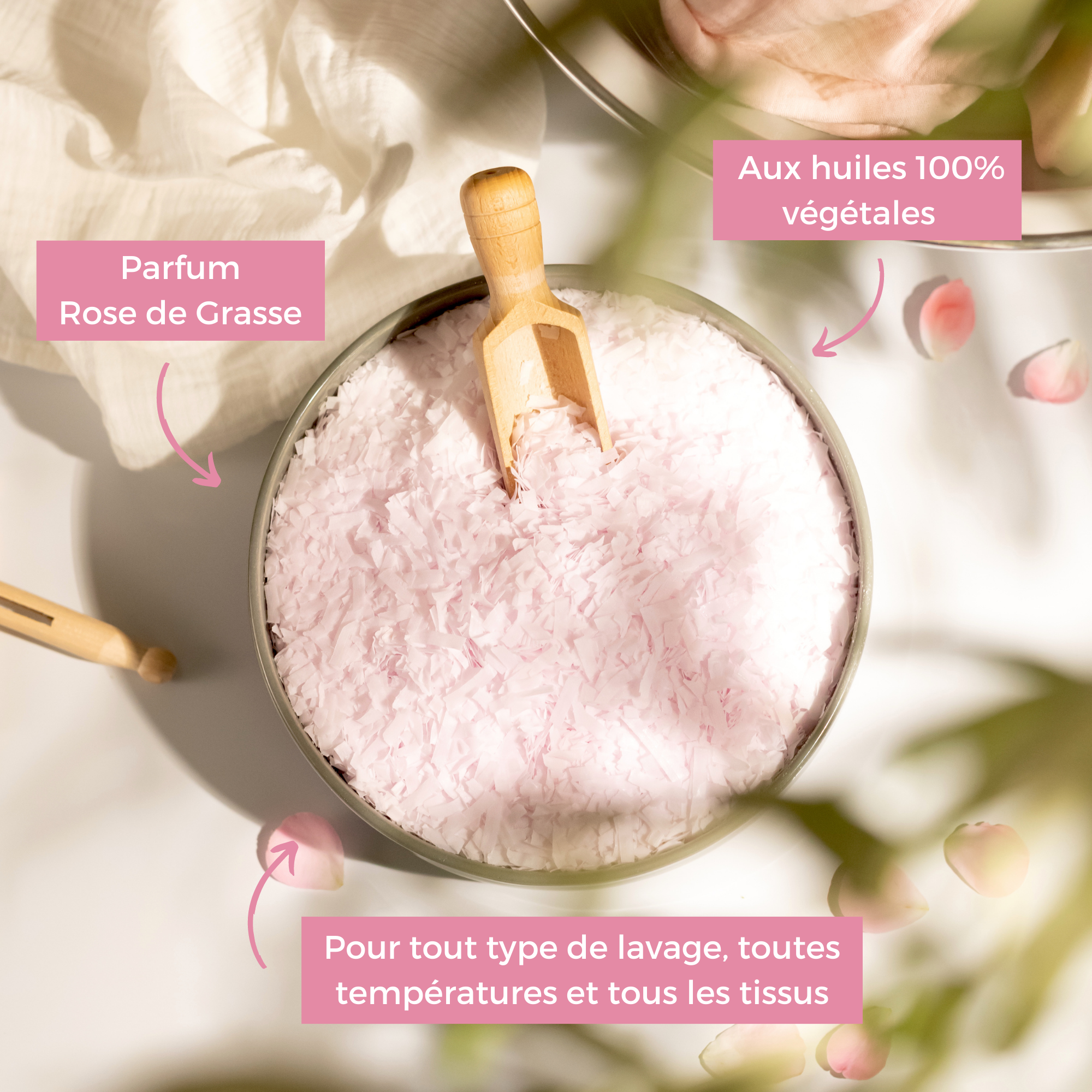 Paillettes de savon pur pour le linge Rose de Grasse 750g