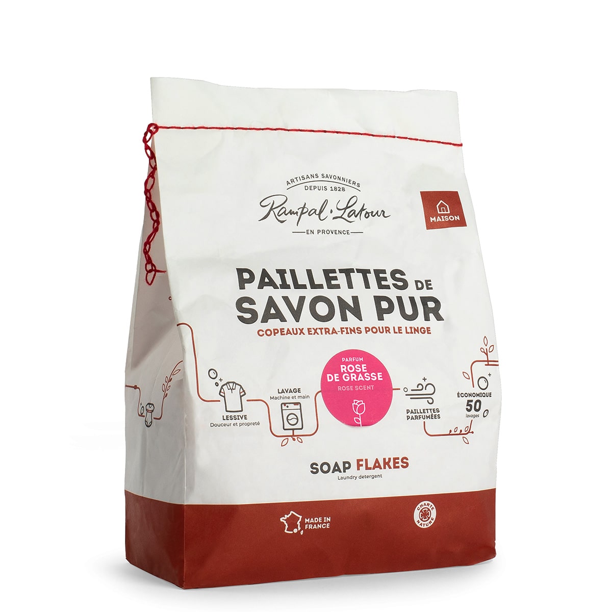 Paillettes de savon pur pour le linge Rose de Grasse 750g