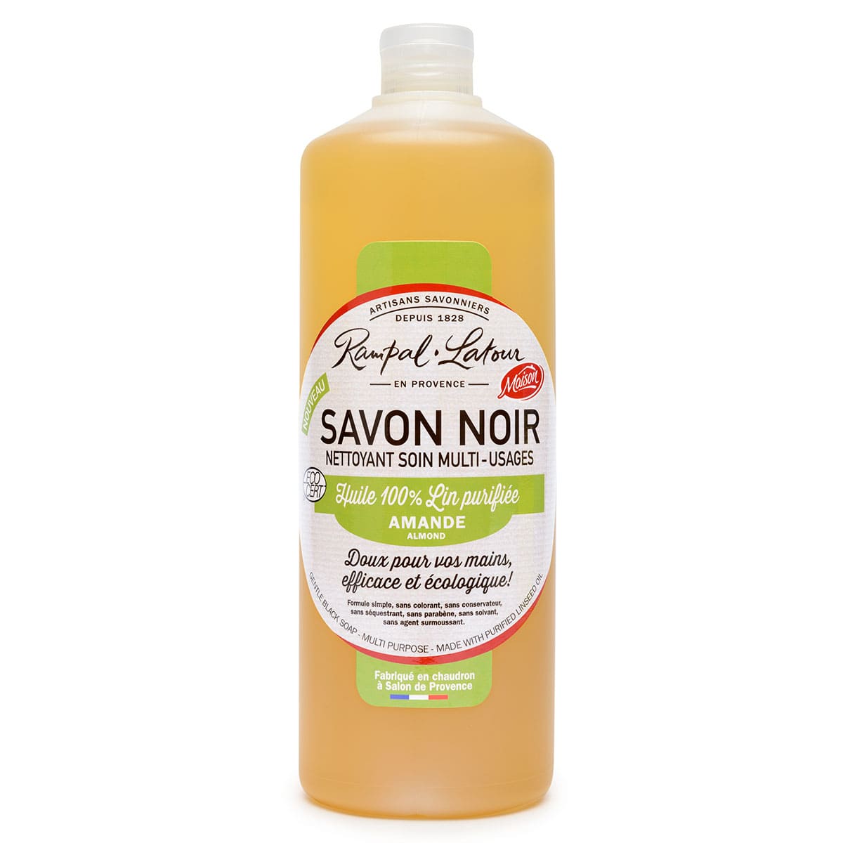 Savon noir à l'huile de lin Amande 1L - Ecodétergent