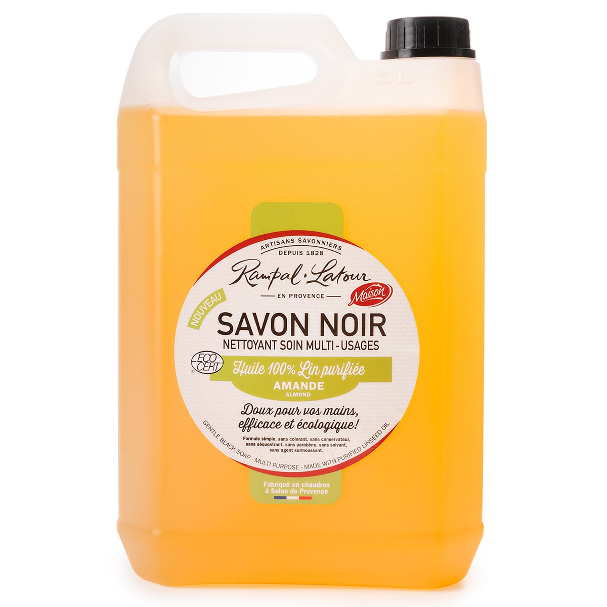 Savon noir à l'huile de lin Amande 5L - Ecodétergent