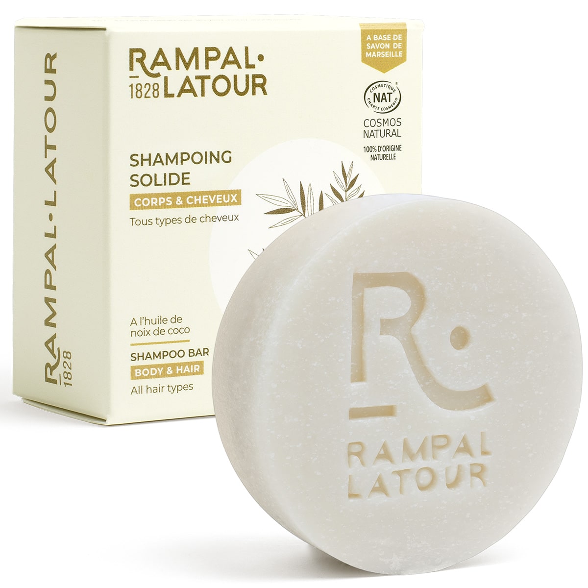 Shampoing solide tous types de cheveux Amande 80g - Cosmos Natural