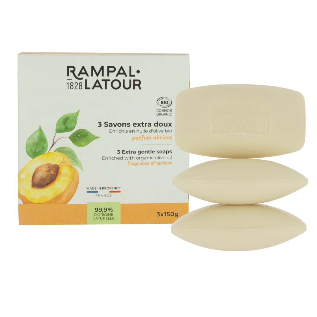 Savons surgras certifiés bio Abricot 3x150g - Cosmos Organic