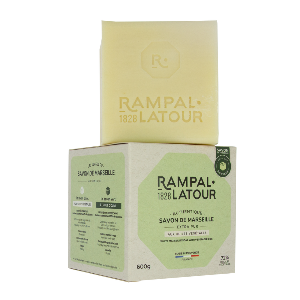 Savon de Marseille cube 600g, blanc en étui - Rampal Latour