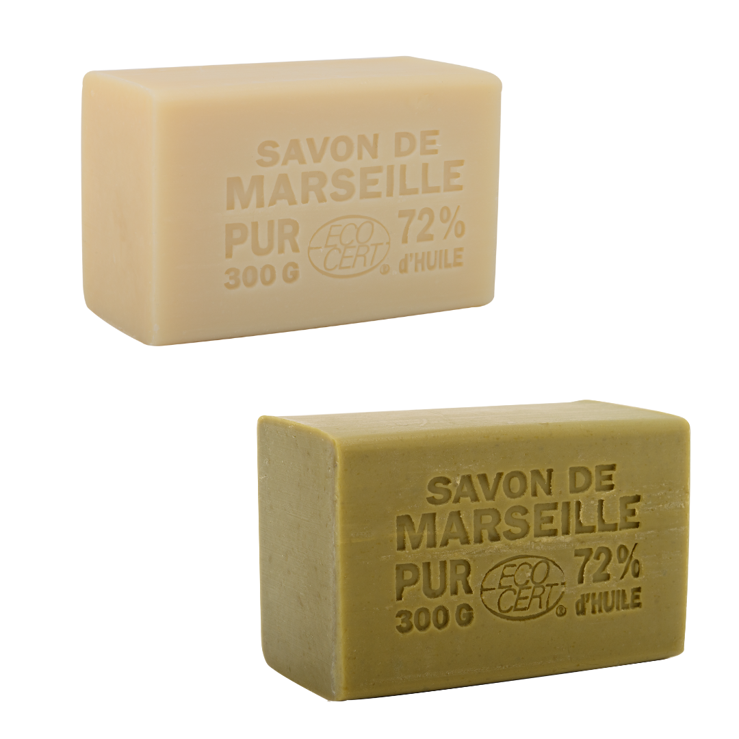 Lot de savons de Marseille Vert et Blanc 300g