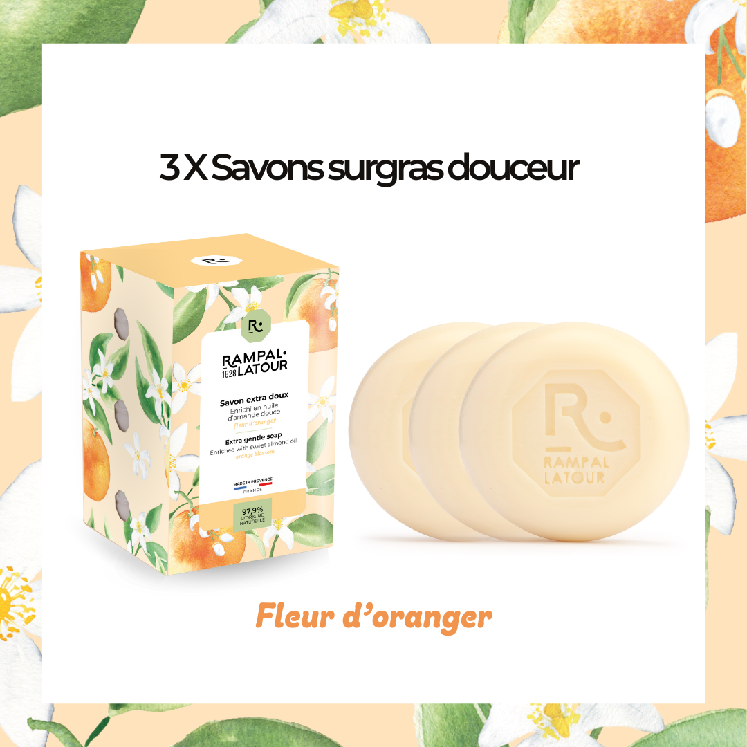 Savon surgras Fleur d'oranger 3x125g