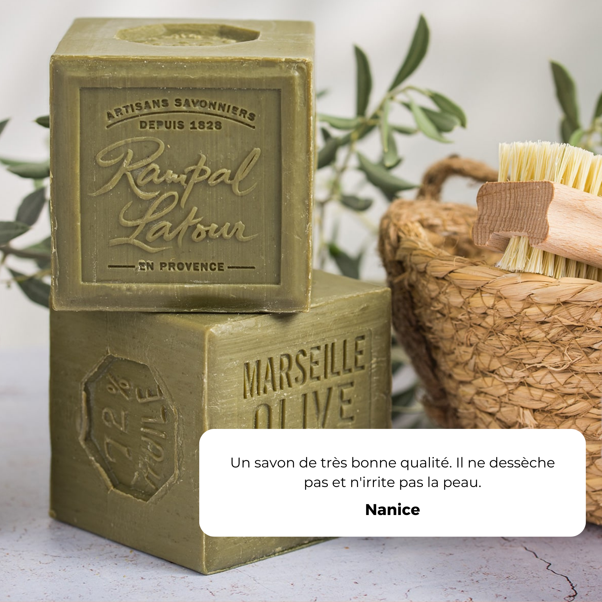 Cube de savon de Marseille à l'huile d'olive 600g - Cosmos Natural
