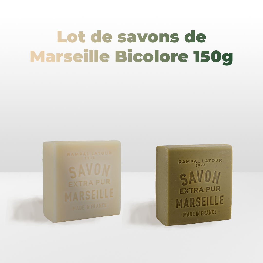 Lot de savons de Marseille Vert et Blanc 150g