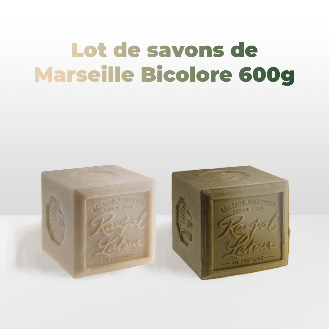 Lot de savons de Marseille Vert et Blanc 600g