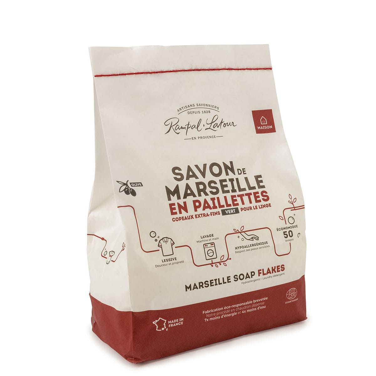 Copeaux de savon de Marseille à l'huile d'olive pour le linge 750g - Ecodétergent