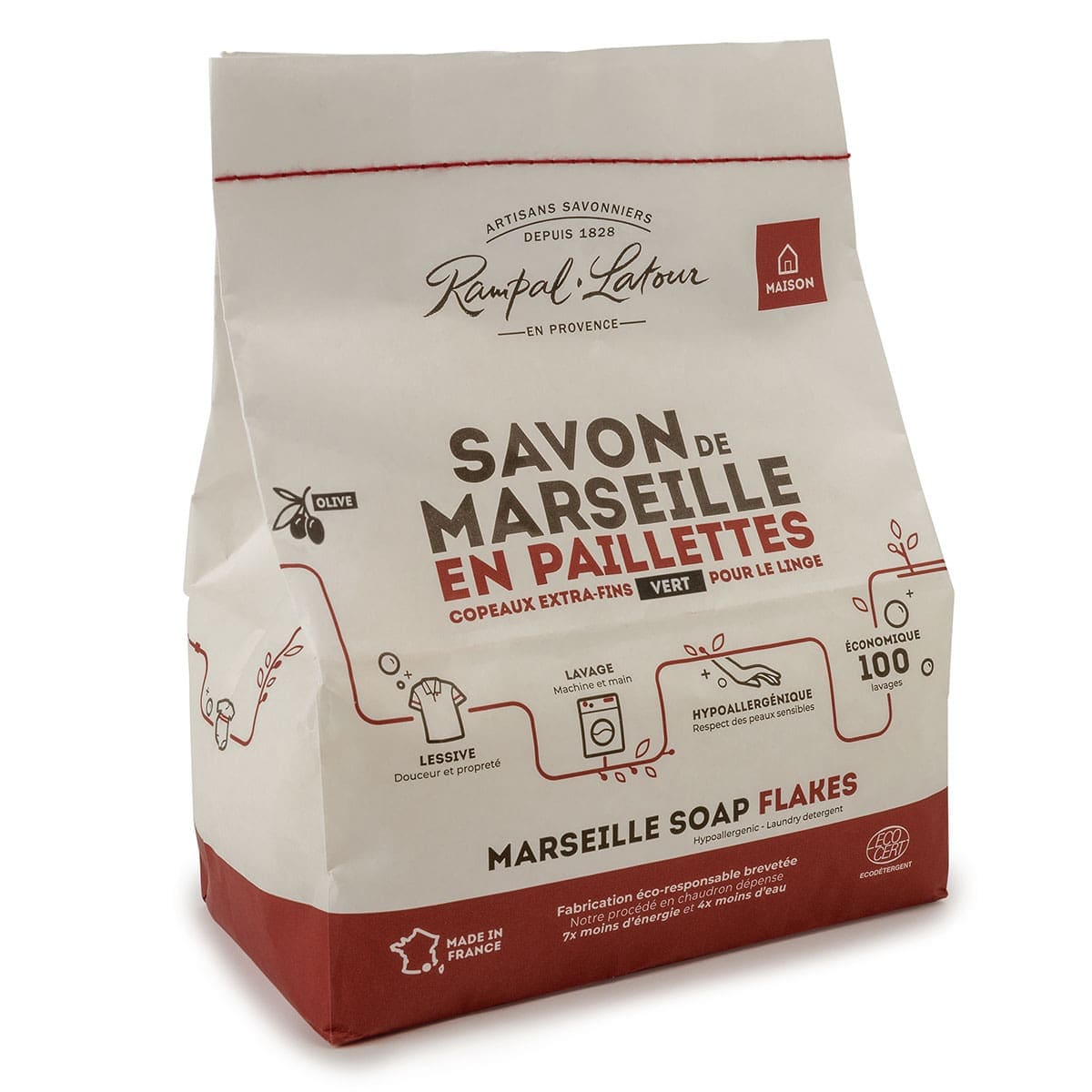 Copeaux de savon de Marseille à l'huile d'olive pour le linge 1,5kg - Ecodétergent